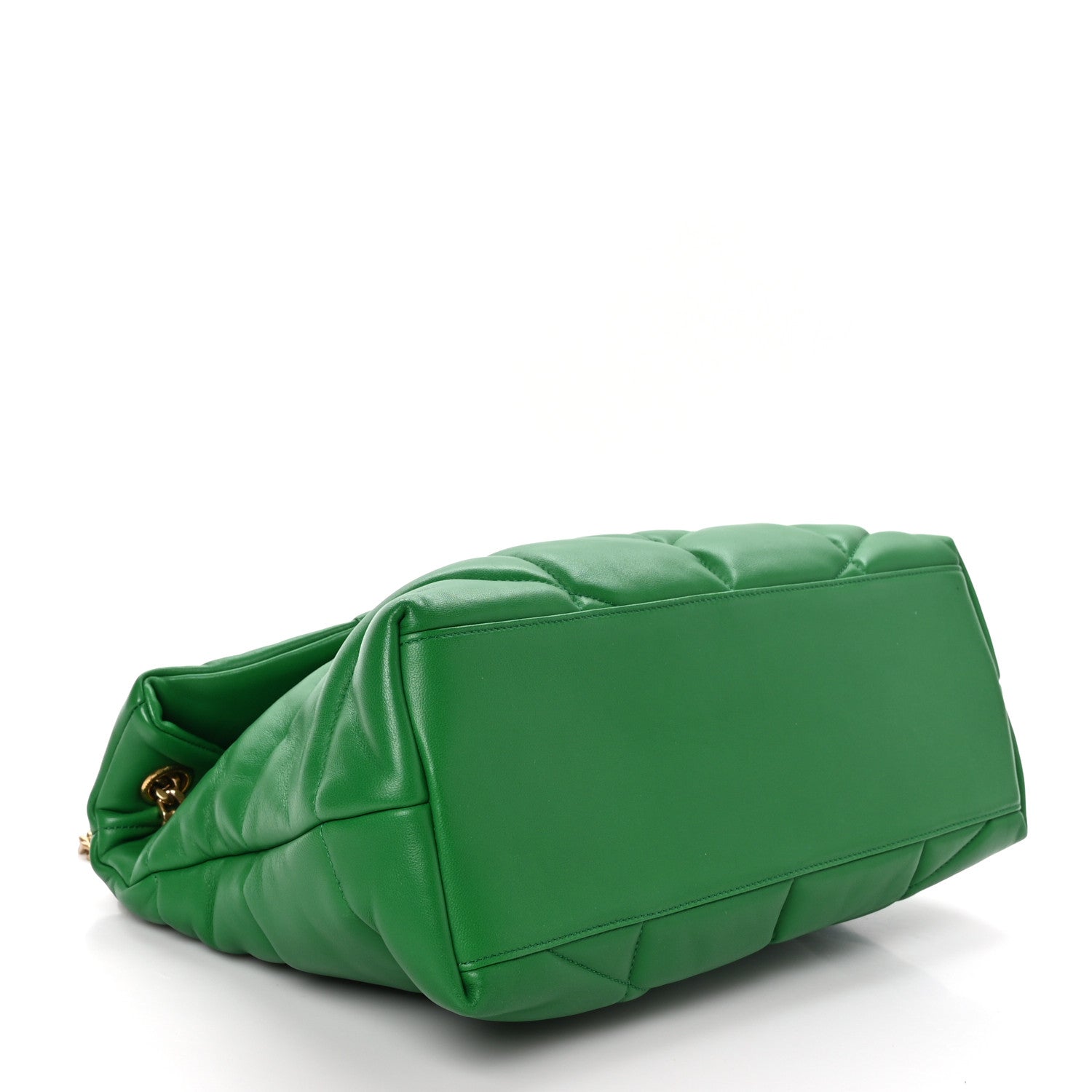 Saint Laurent Lambskin Quilted Medium Loulou Puffer Monogram Chain Satchel New Vert Praire 4 of 10