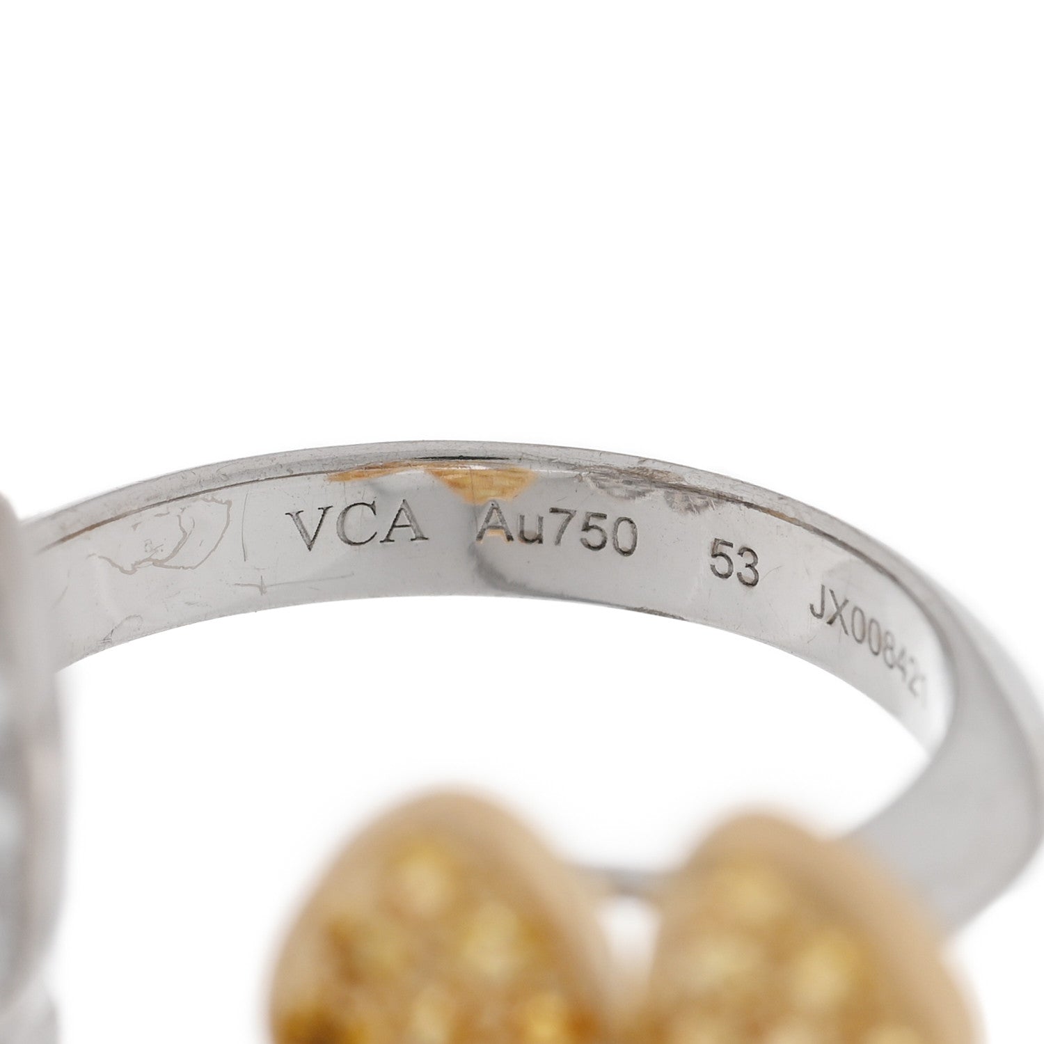 Van Cleef & Arpels 18K White Yellow Gold Diamond Yellow Sapphire Two Butterfly Between The Finger Ring  53 6.25 4 of 5
