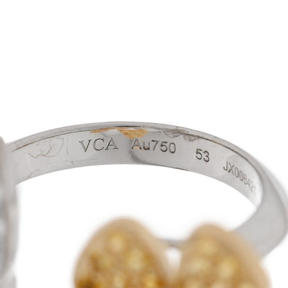 Van Cleef & Arpels 18K White Yellow Gold Diamond Yellow Sapphire Two Butterfly Between The Finger Ring  53 6.25 4 of 5