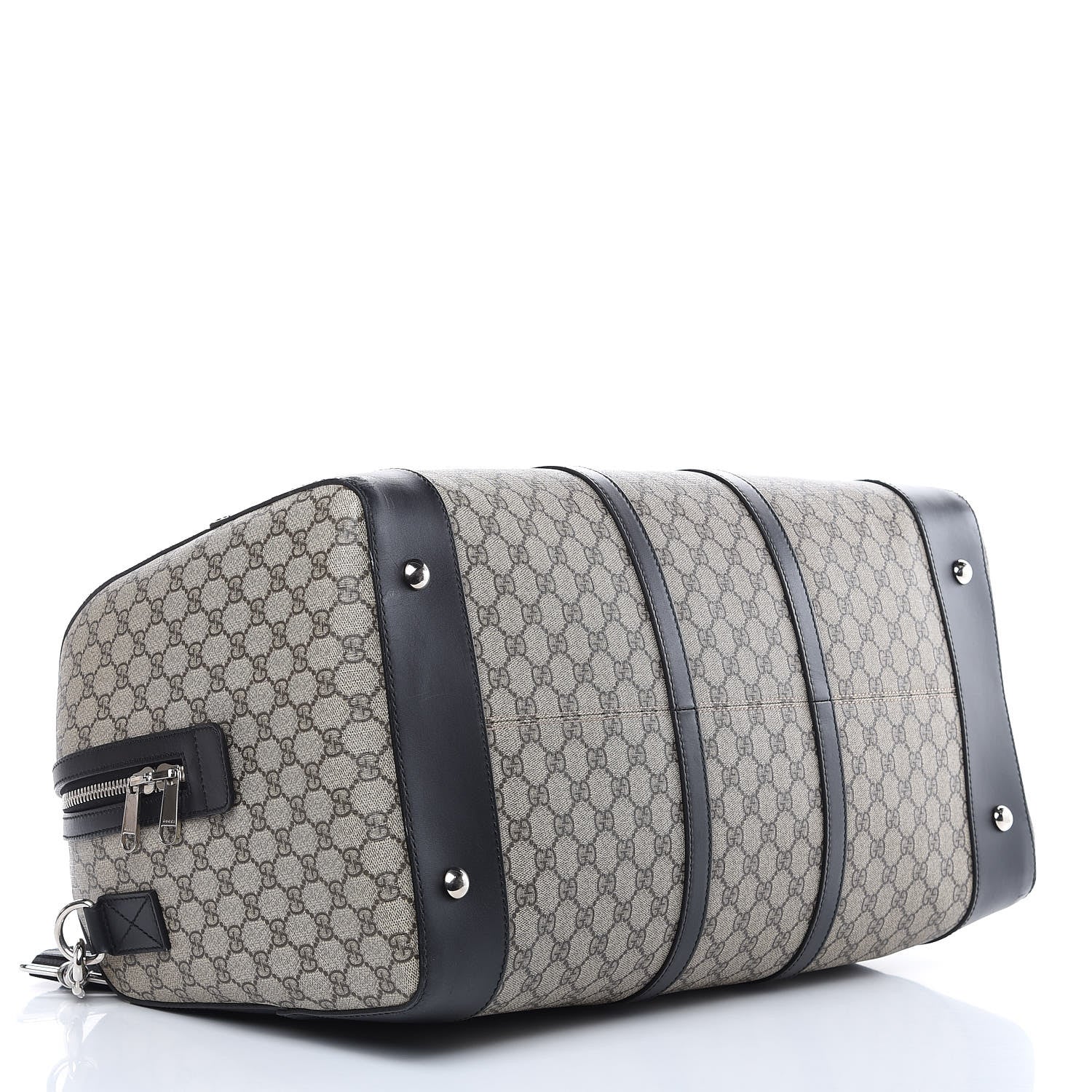 Gucci GG Supreme Monogram Selleria Calfskin Large Duffle Beige Ebony Black 4 of 11