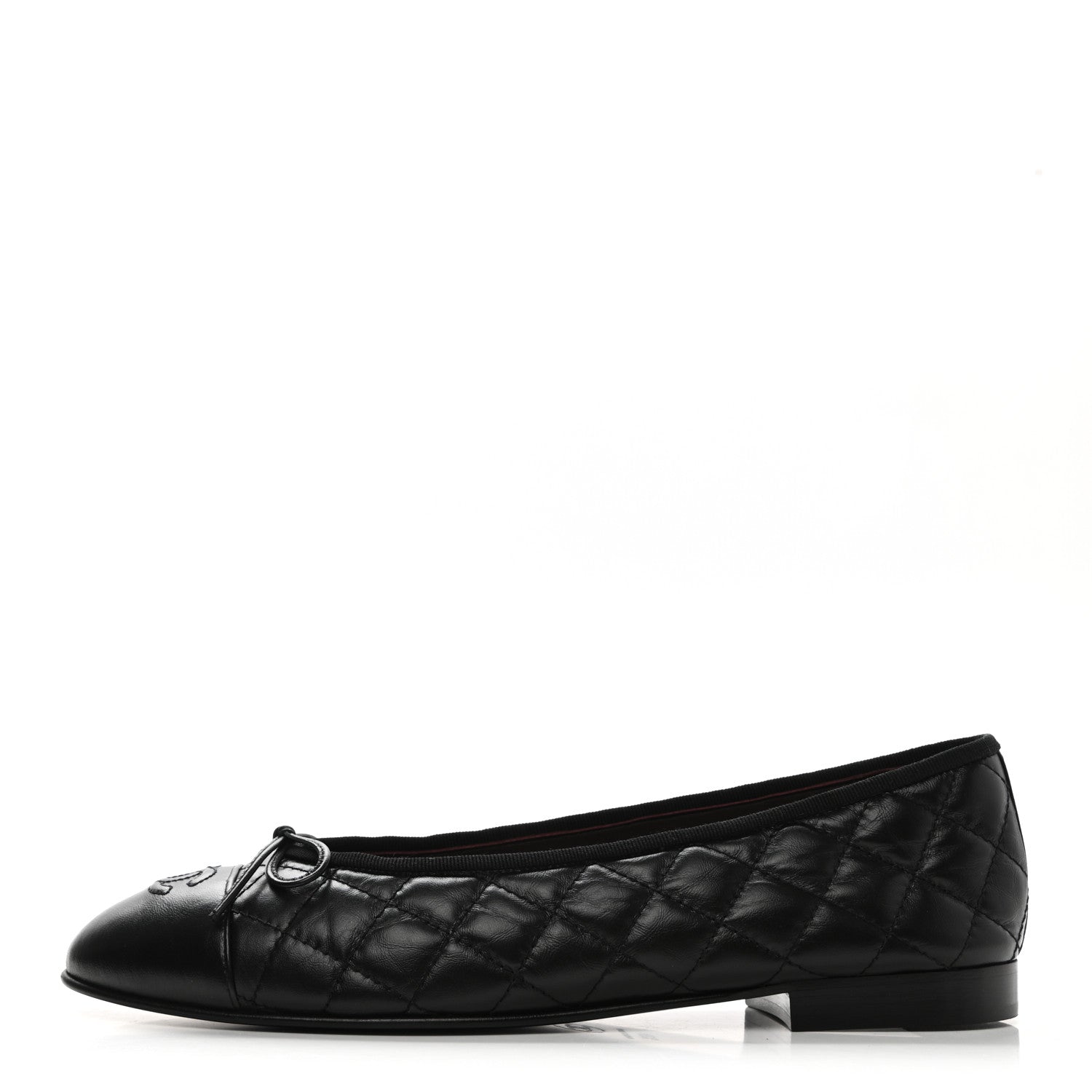 Chanel Aged Calfskin Quilted CC Cap Toe Ballerina Flats 40.5 Black 1 of 9