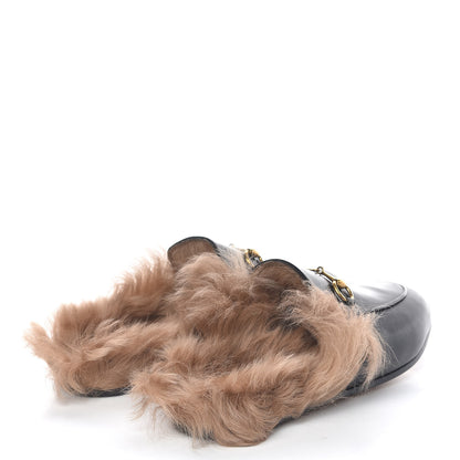 Gucci Calfskin Fur Womens Princetown Slippers 38.5 Black 4 of 7
