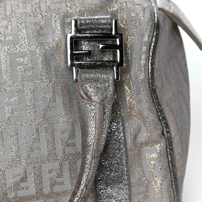 Fendi Metallic Jacquard Zucchino Mini Forever Boston Gold Silver 40 of 41