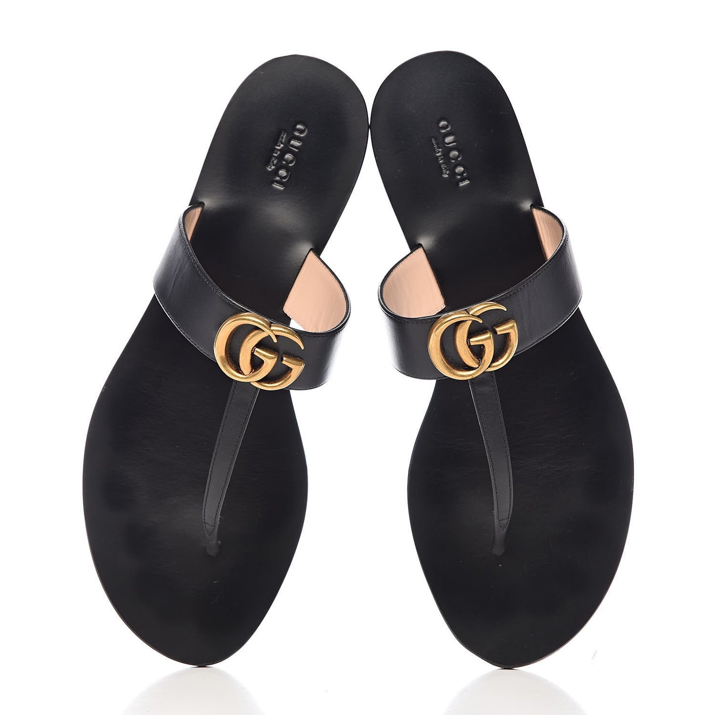 Calfskin GG Marmont Thong Sandals 41 Black