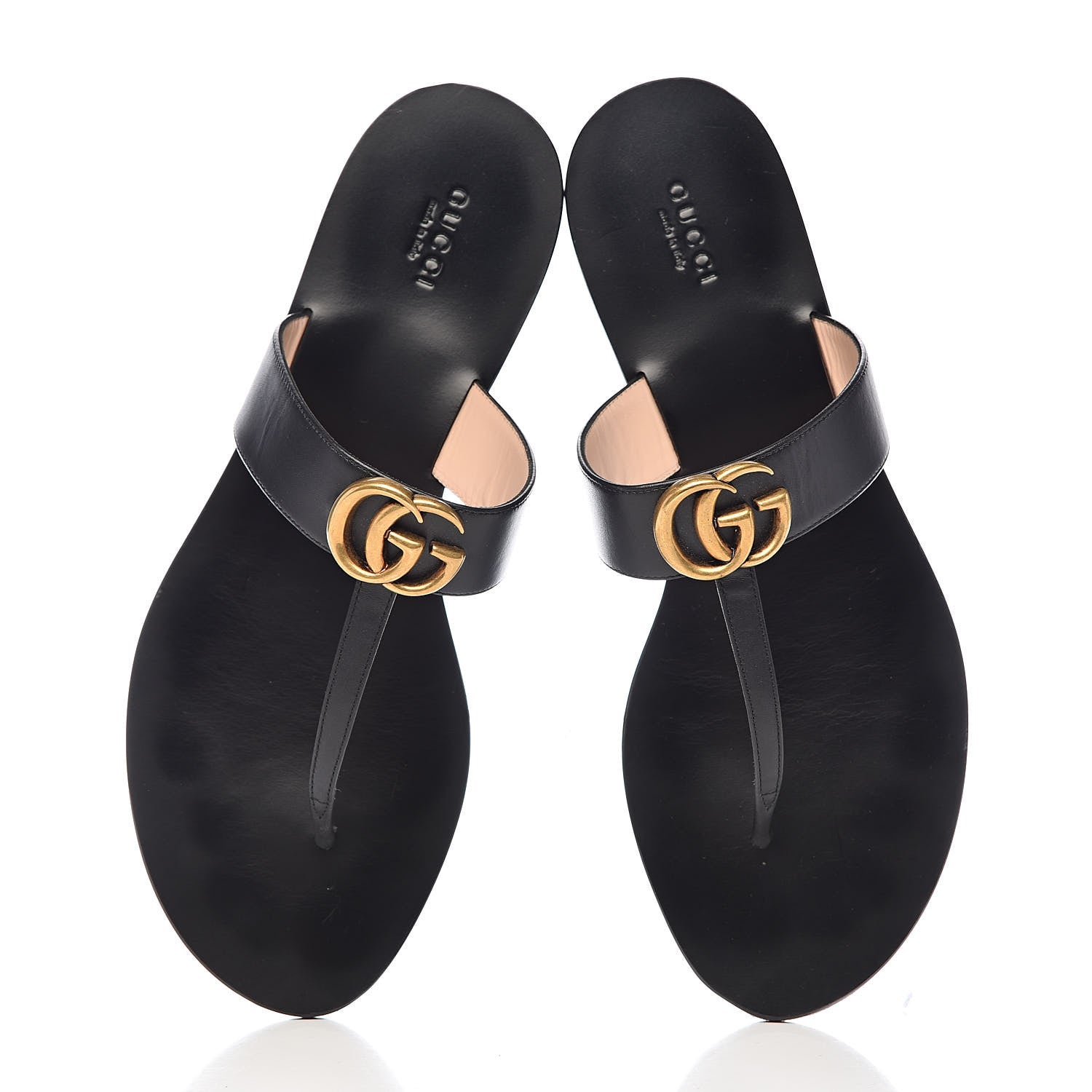 Gucci Calfskin GG Marmont Thong Sandals 41 Black 13 of 14