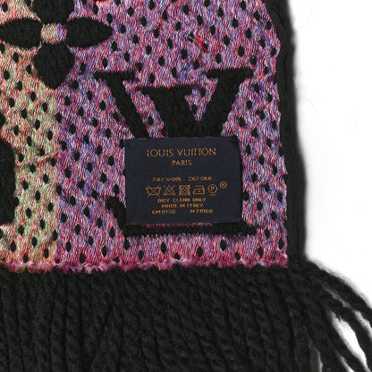 Louis Vuitton Wool Silk Stories Logomania Scarf Black 3 of 5