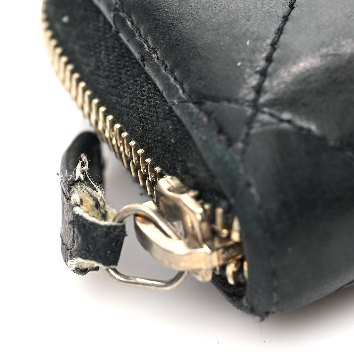Lambskin Quilted Zip Coin Purse Black