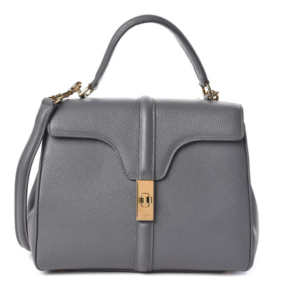 Celine Grained Calfskin Small 16 Top Handle Bag Medium Grey 1 of 9