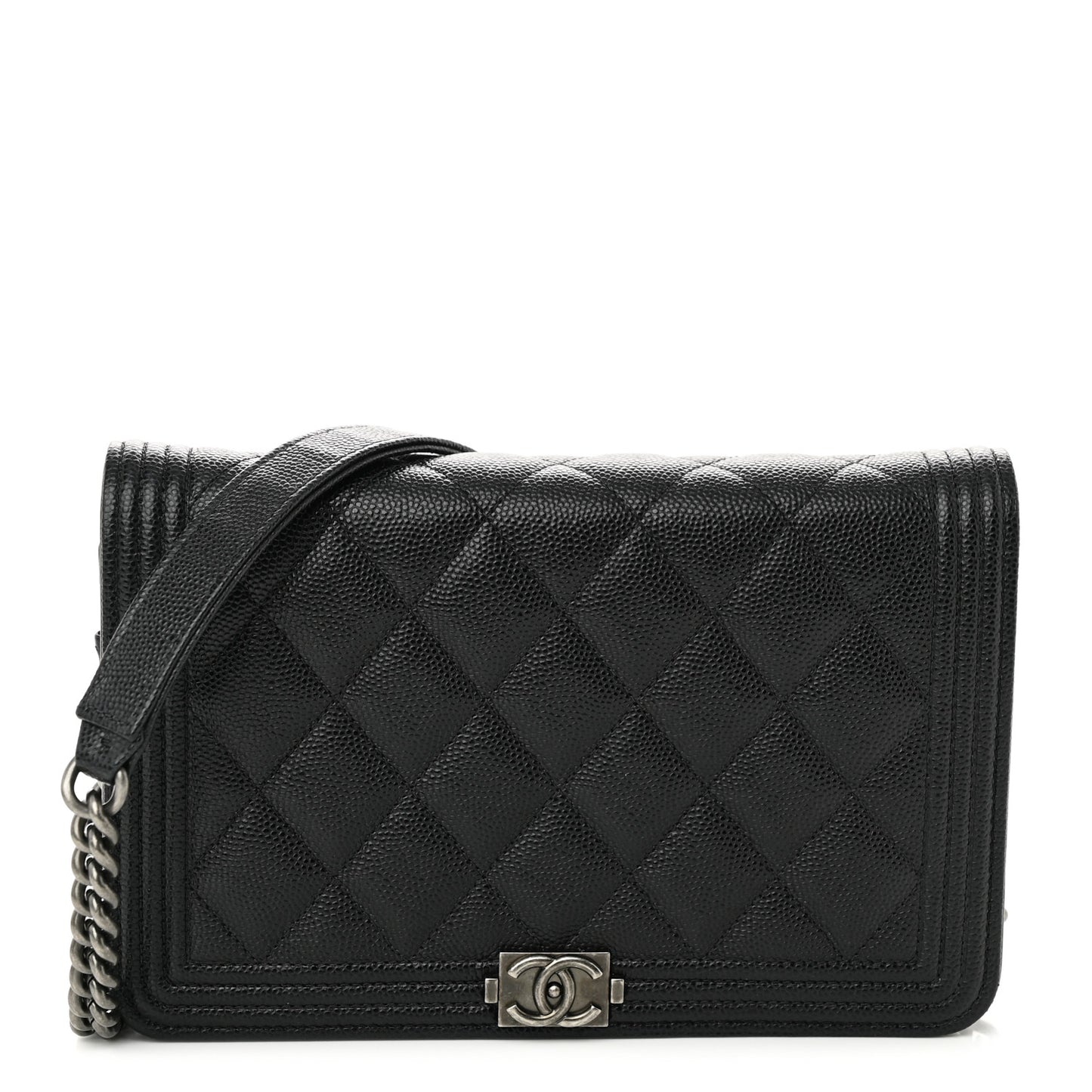 Caviar Quilted Boy Wallet On Chain WOC Black