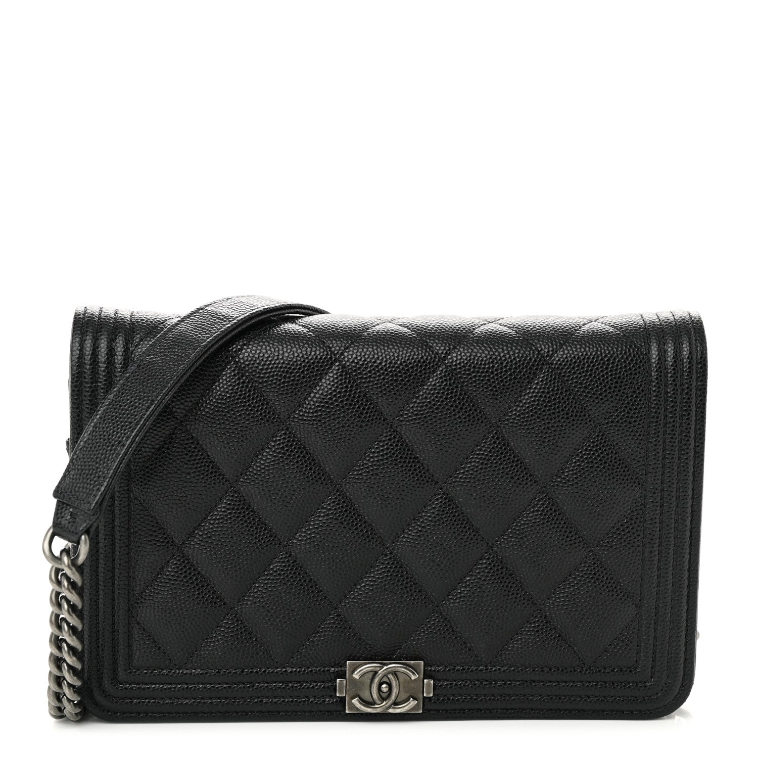 Chanel Caviar Quilted Boy Wallet On Chain WOC Black 1 of 12