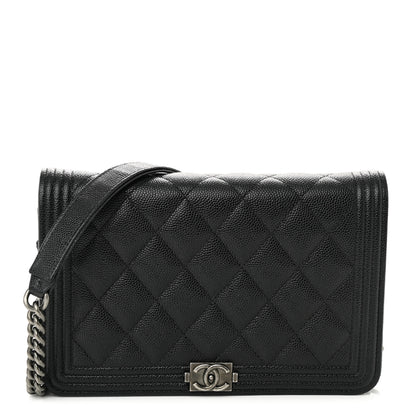 Chanel Caviar Quilted Boy Wallet On Chain WOC Black 1 of 12