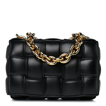 Bottega Veneta Lambskin Maxi Intreccio Padded Chain Cassette Crossbody Bag Black 1 of 10