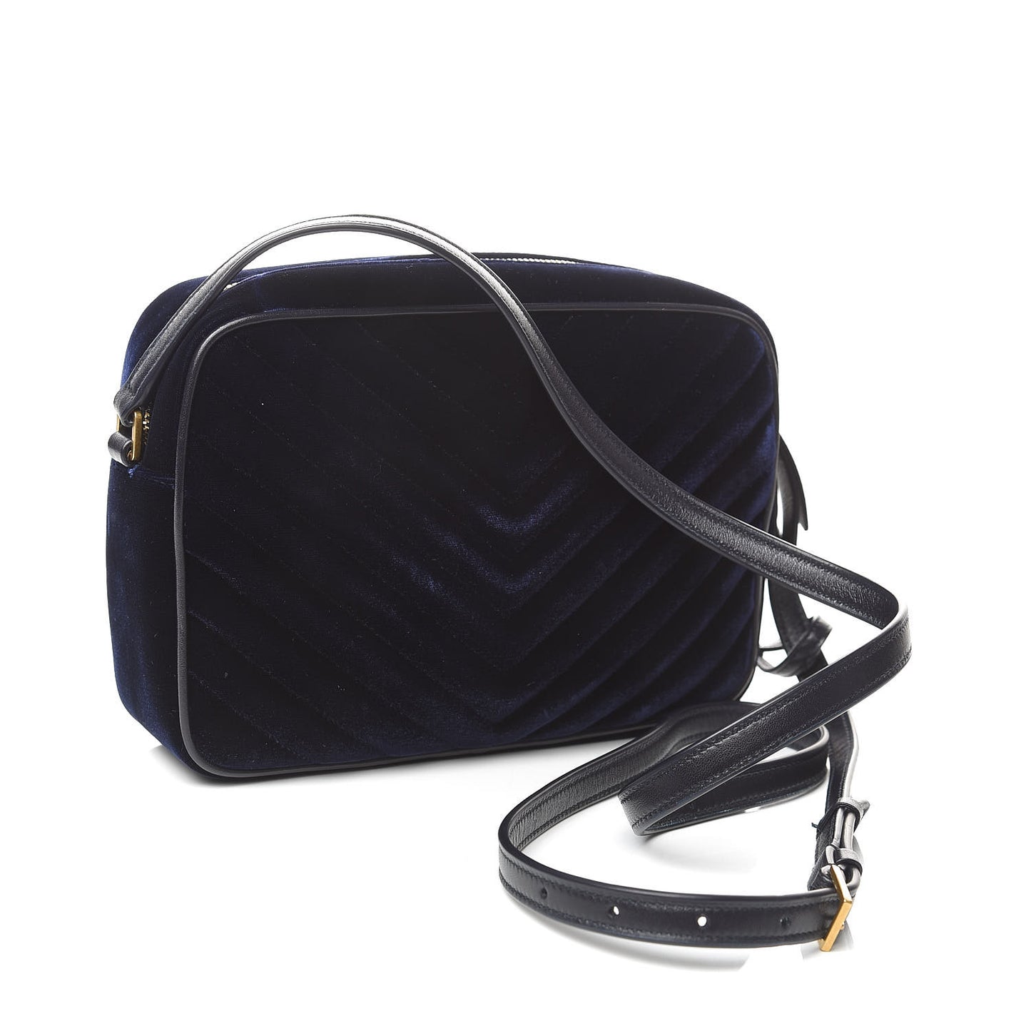 Velvet Matelasse Monogram Lou Camera Bag Navy
