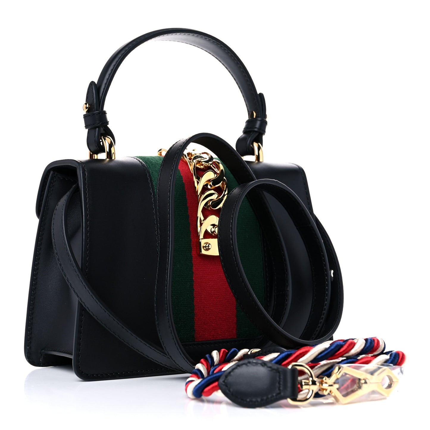 Calfskin Mini Sylvie Top Handle Bag Black