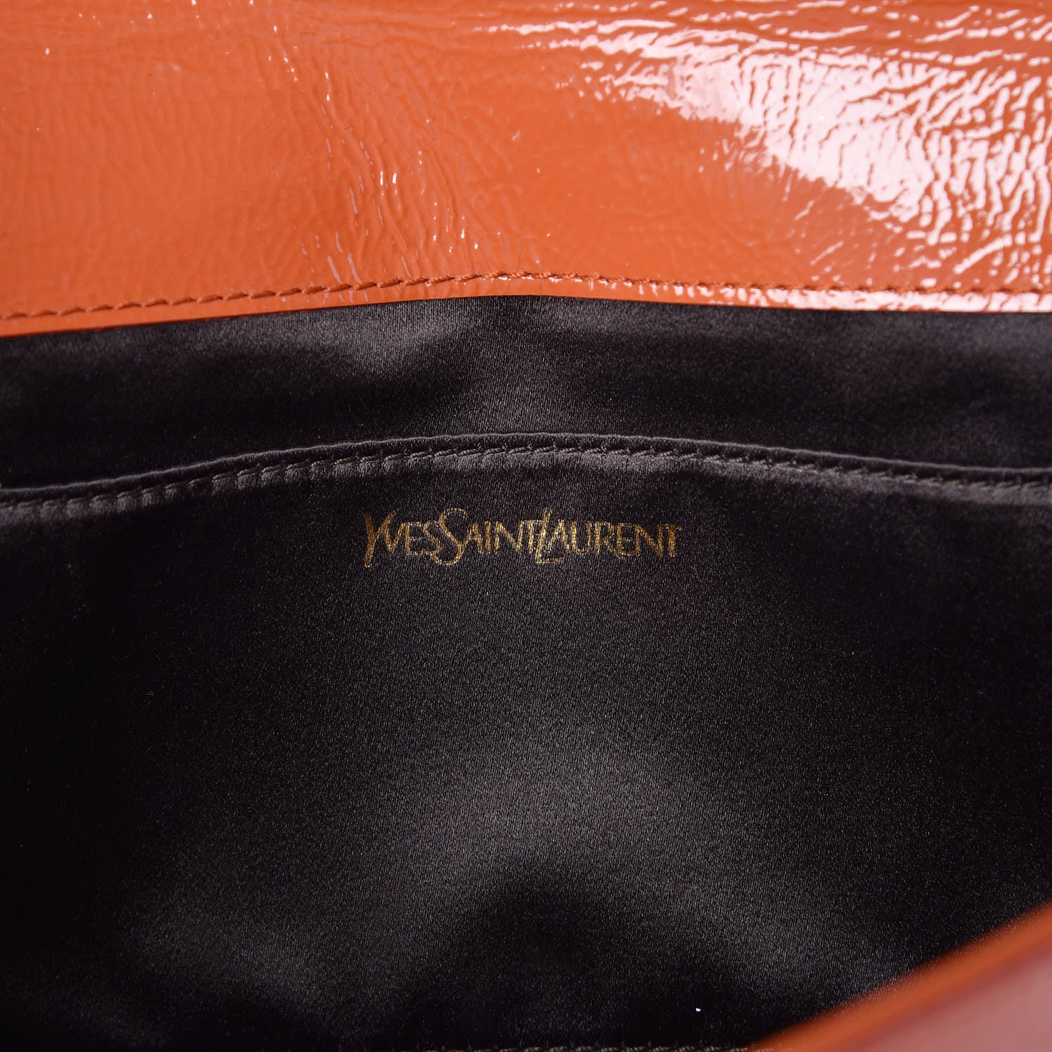 Saint Laurent Textured Patent Monogram Large Belle De Jour Clutch Orange 6 of 6