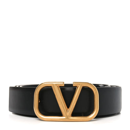 Valentino Garavani Glossy Calfskin VLogo 30mm Belt 105 42 Belt Black 1 of 4