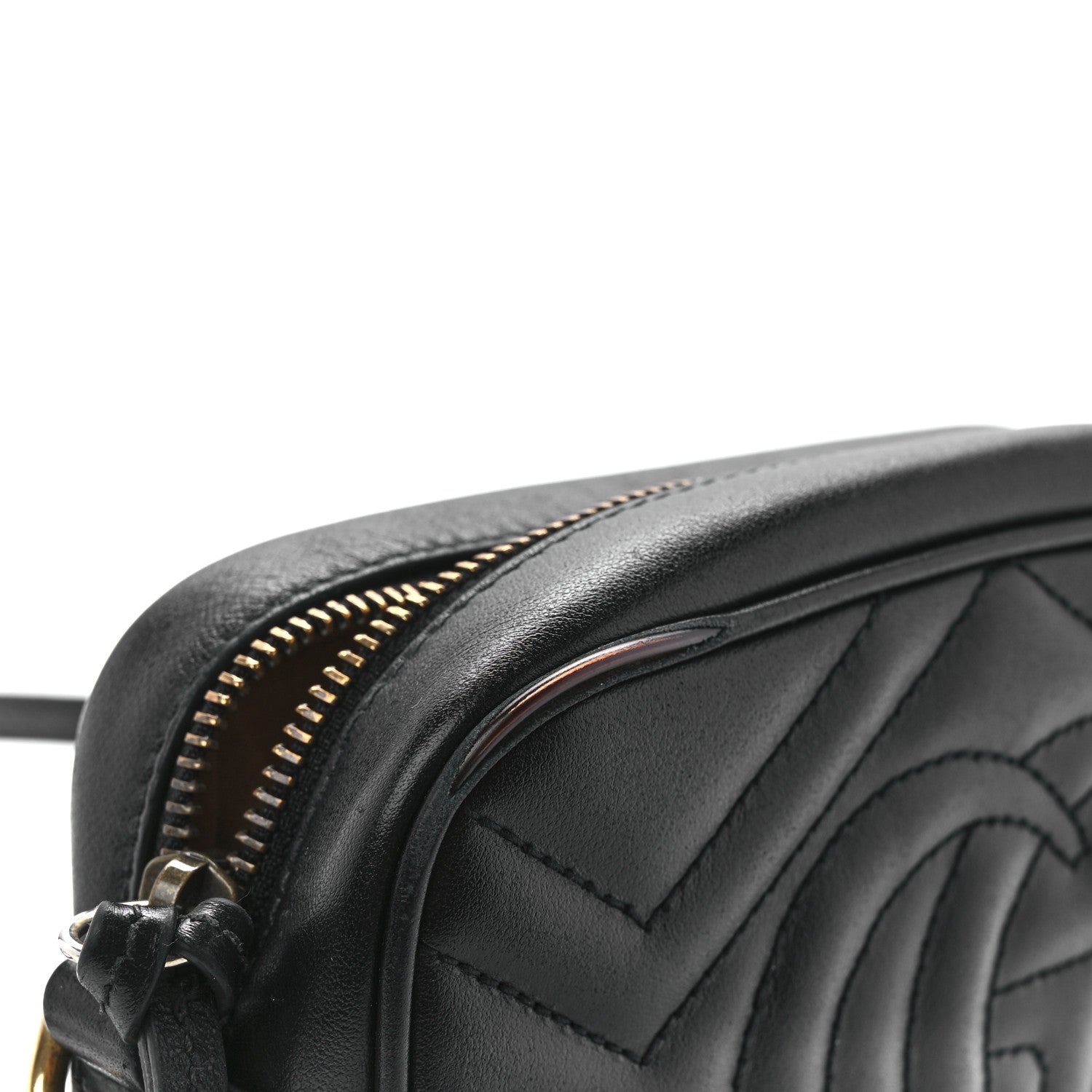 Gucci Calfskin Matelasse Mini GG Marmont Chain Shoulder Bag Black 13 of 15