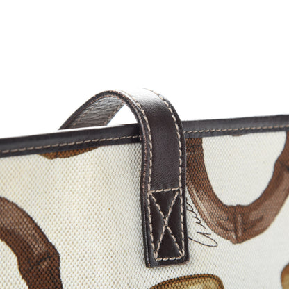 Gucci Canvas Bamboo Horsebit Print Tote White 14 of 17