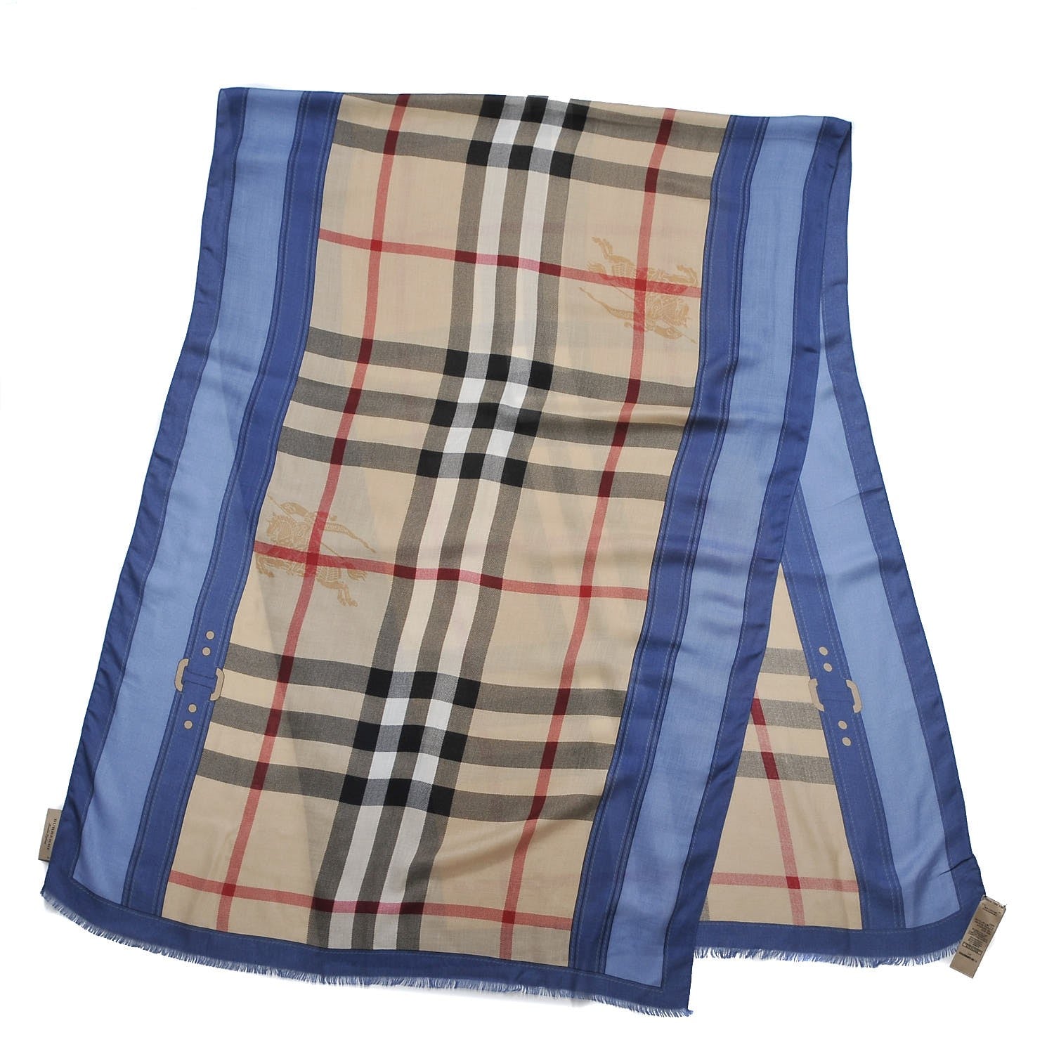 Burberry Modal Cashmere Haymarket Check Color Border Scarf Light Steel 3 of 7