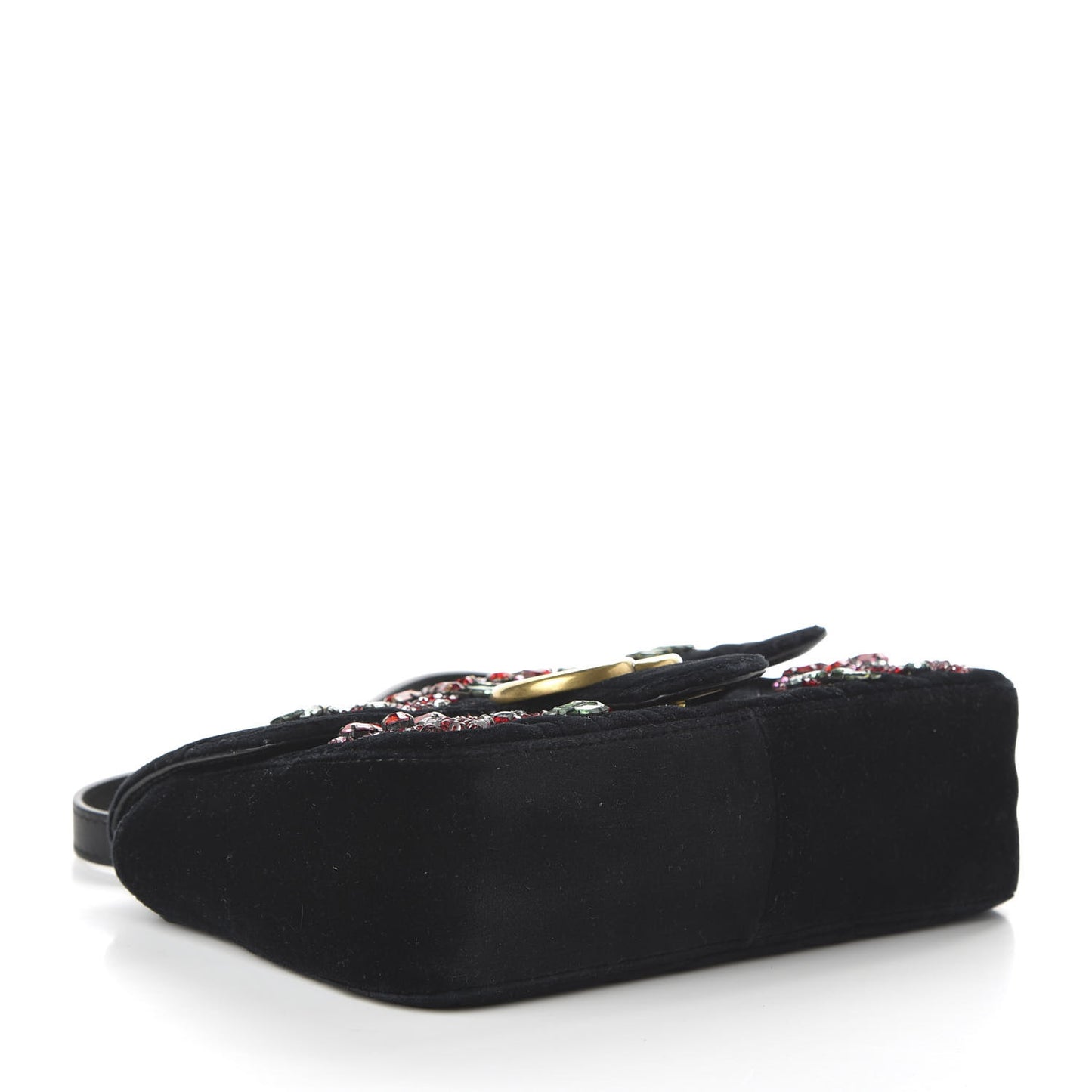 Velvet Matelasse Embroidered Mini GG Marmont Shoulder Bag Black