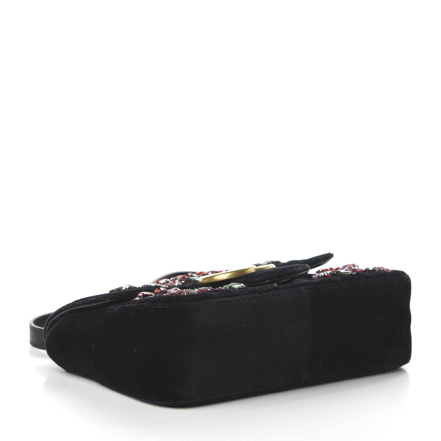 Gucci Velvet Matelasse Embroidered Mini GG Marmont Shoulder Bag Black 4 of 10