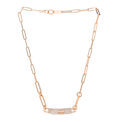 Hermes 18K Rose Gold Diamond Pave Kelly Chaine Choker Necklace 3 of 5