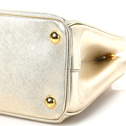 Prada Metallic Saffiano Small Galleria Double Zip Tote Platino 8 of 8