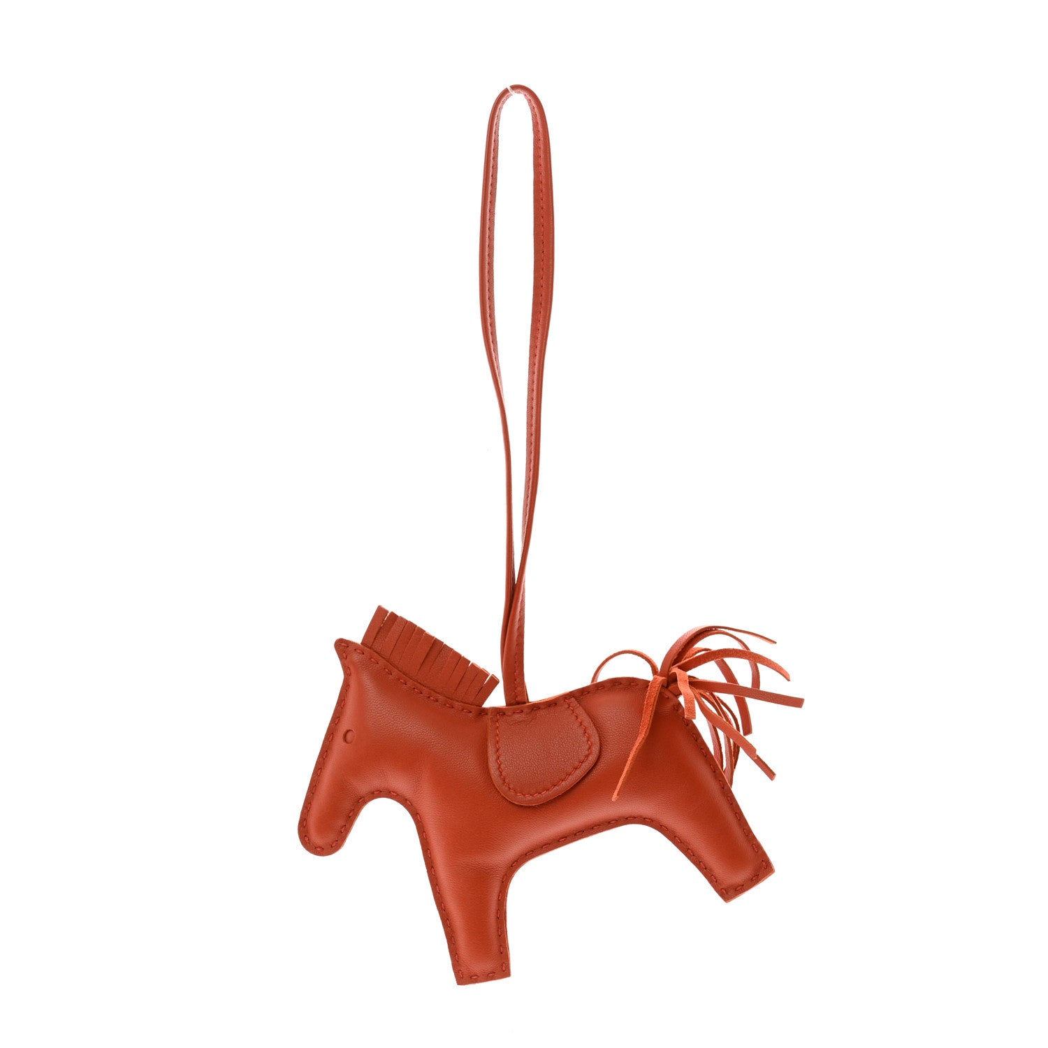 Hermes Milo Lambskin Grigri Rodeo Horse Bag Charm MM Cornaline 1 of 4