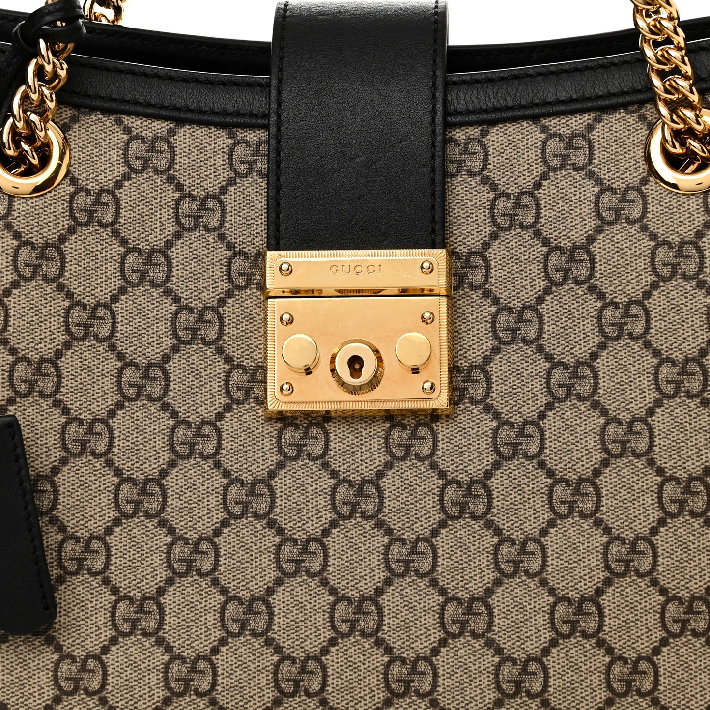 GG Supreme Monogram Medium Padlock Tote Black
