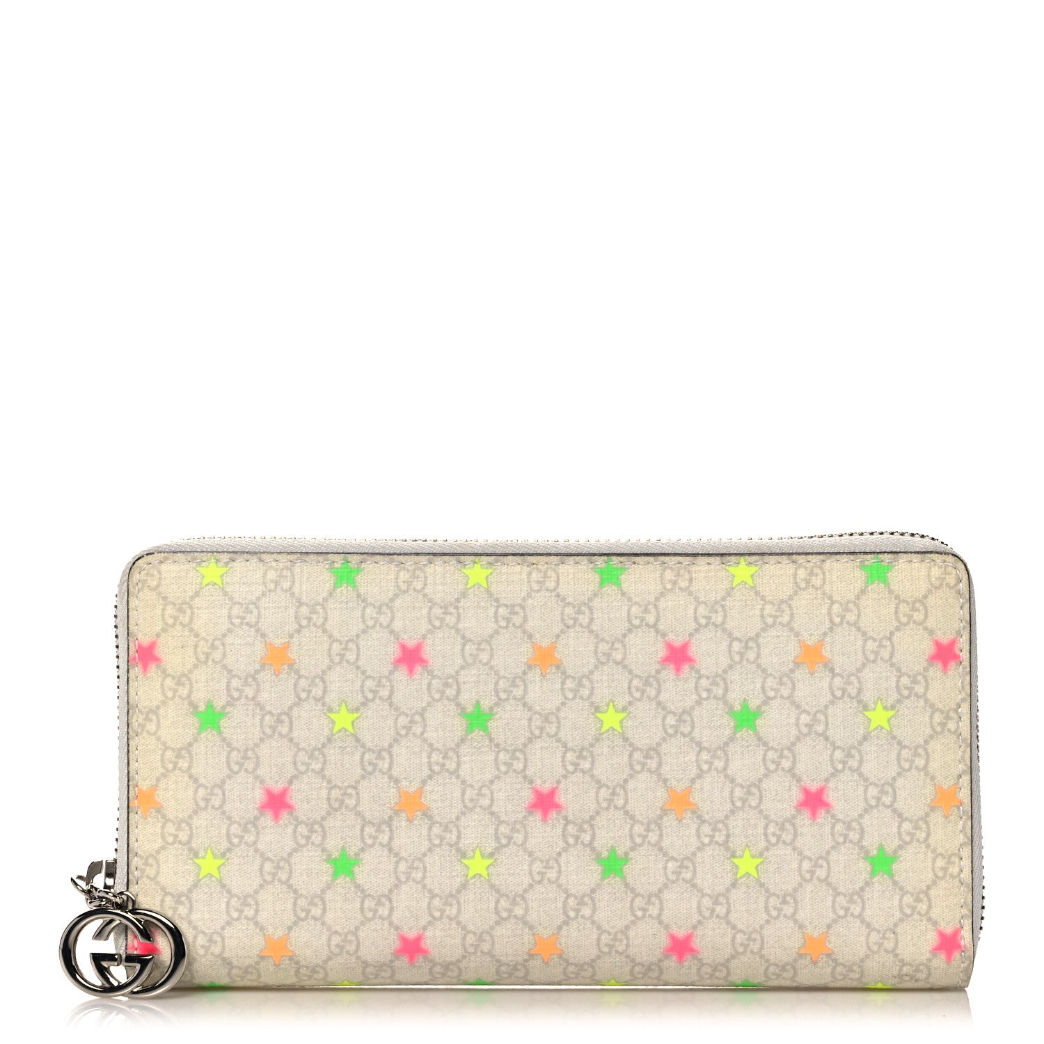 Gucci Micro GG Supreme Stars GG Pierce Zip Around Wallet White 1 of 9