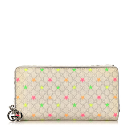 Gucci Micro GG Supreme Stars GG Pierce Zip Around Wallet White 1 of 9
