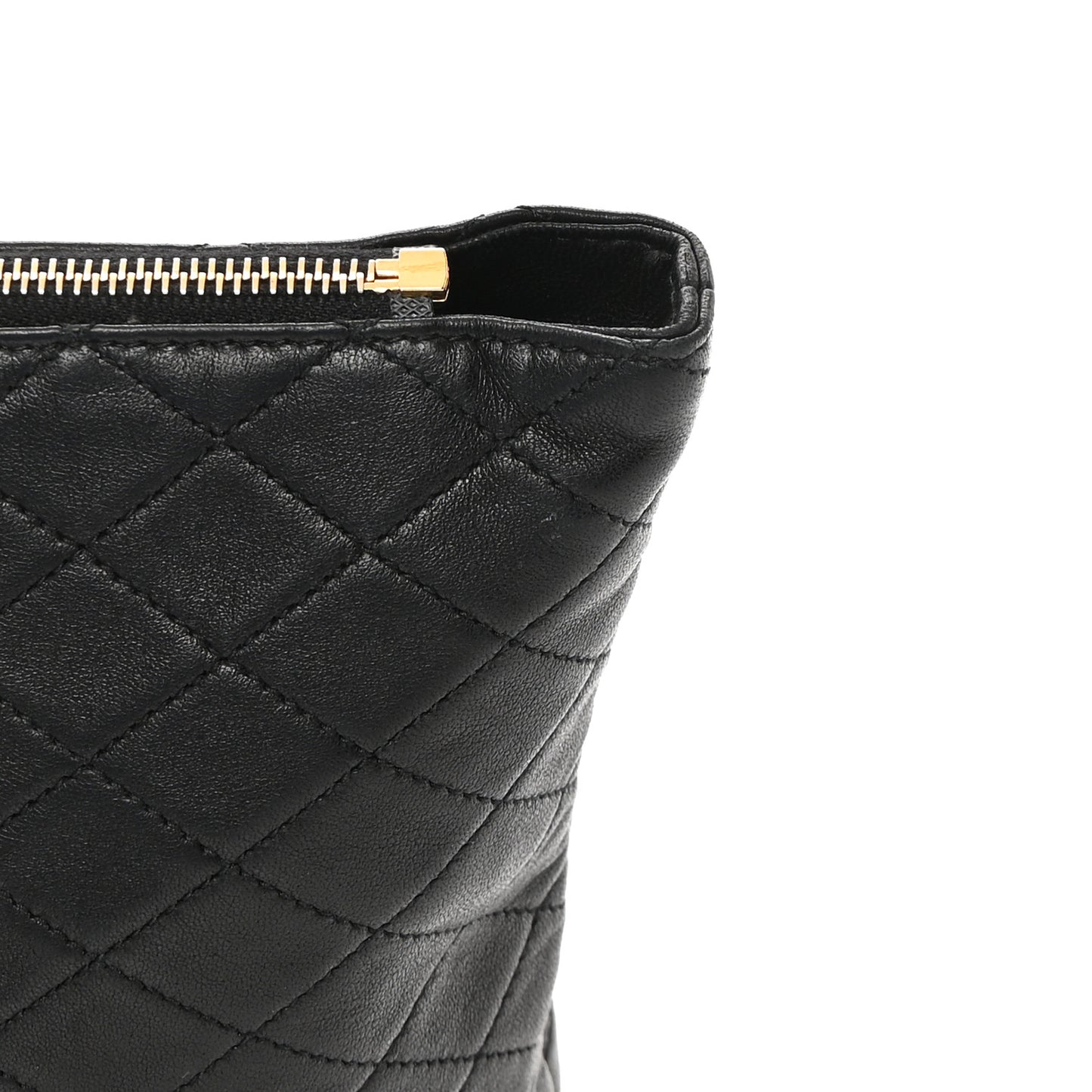 Lambskin Quilted Gaby Cosmetic Pouch Black