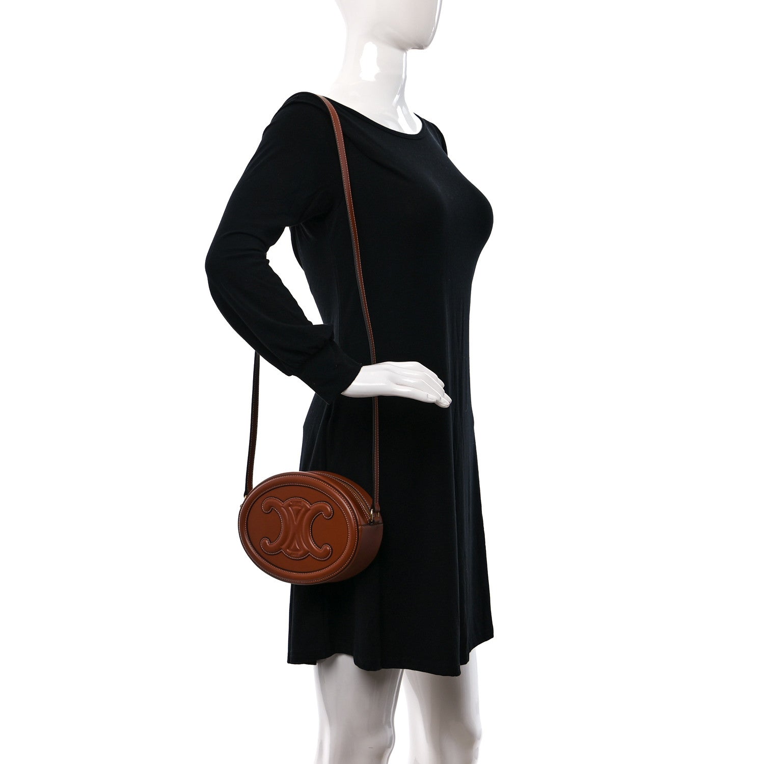 Celine Smooth Calfskin Cuir Triomphe Oval Bag Tan 2 of 8