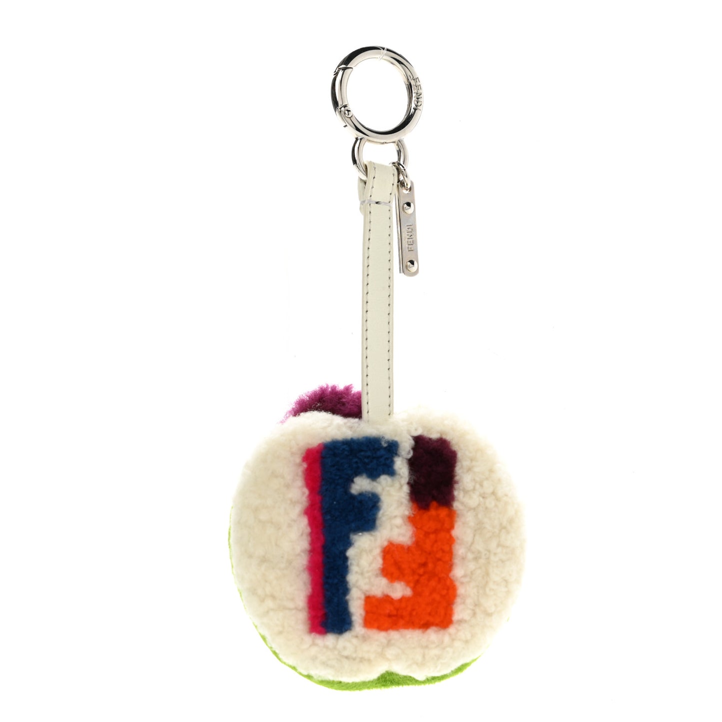 Calf Hair Shearling Apple Bag Charm Green Multicolor