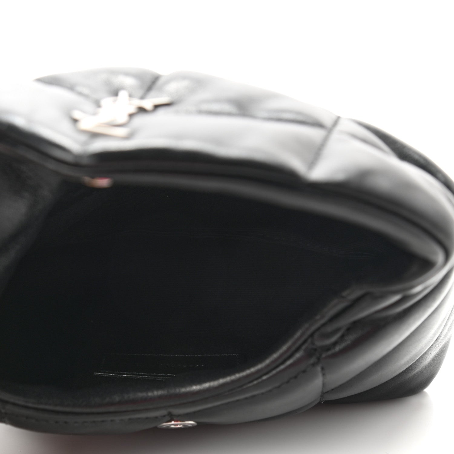 Saint Laurent Lambskin Monogram Loulou Puffer Pouch Clutch Black 6 of 8