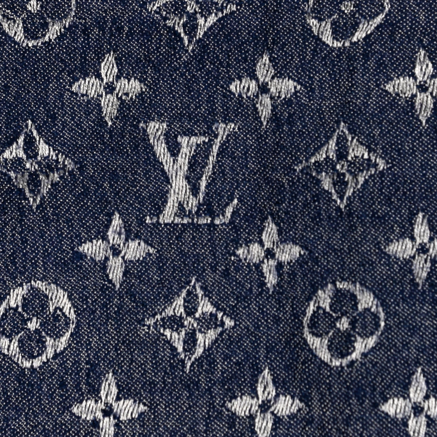 Silk Wool Monogram Denim Shawl Blue