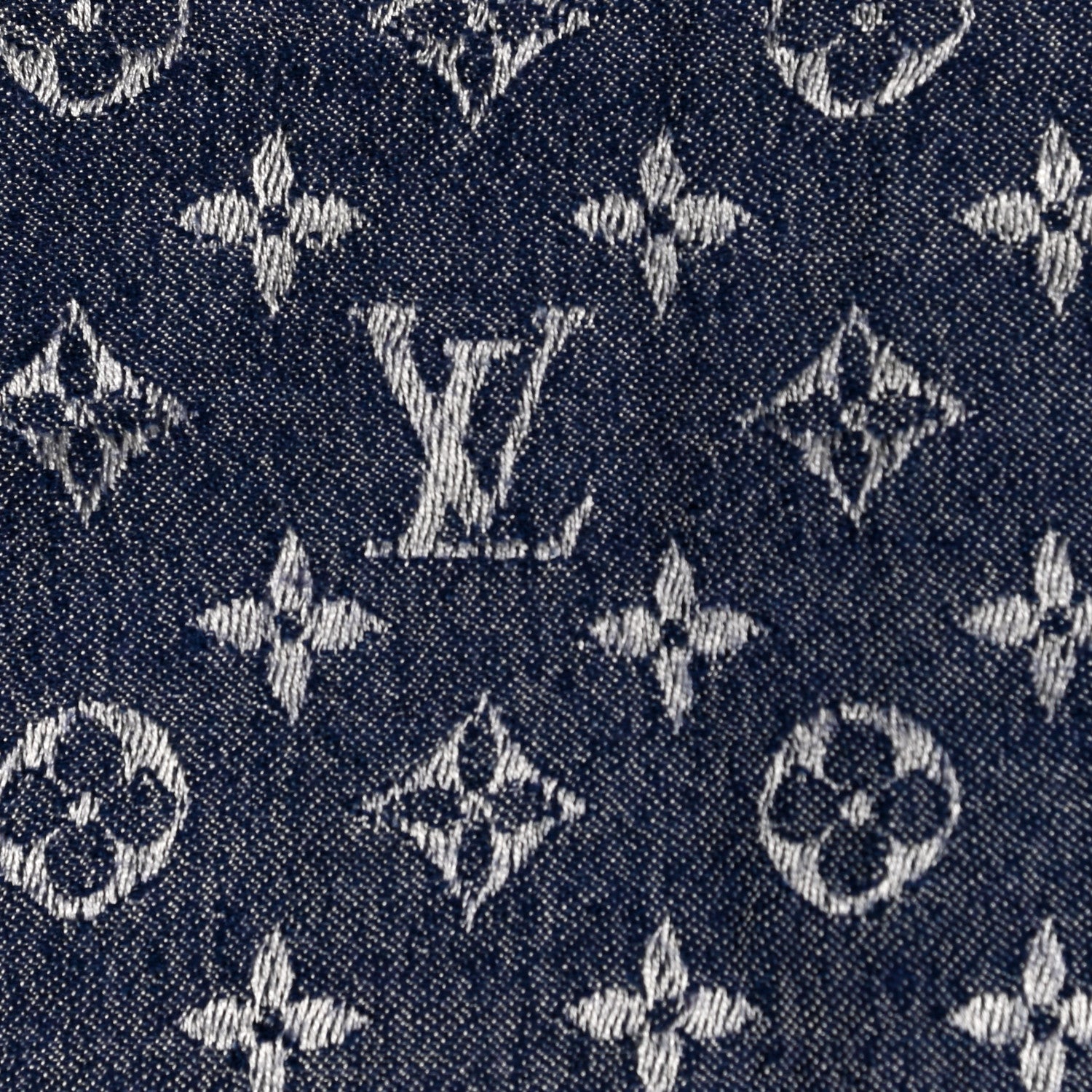 Louis Vuitton Silk Wool Monogram Denim Shawl Blue 4 of 6