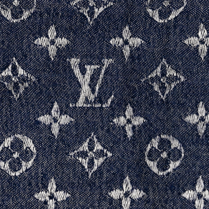 Louis Vuitton Silk Wool Monogram Denim Shawl Blue 4 of 6