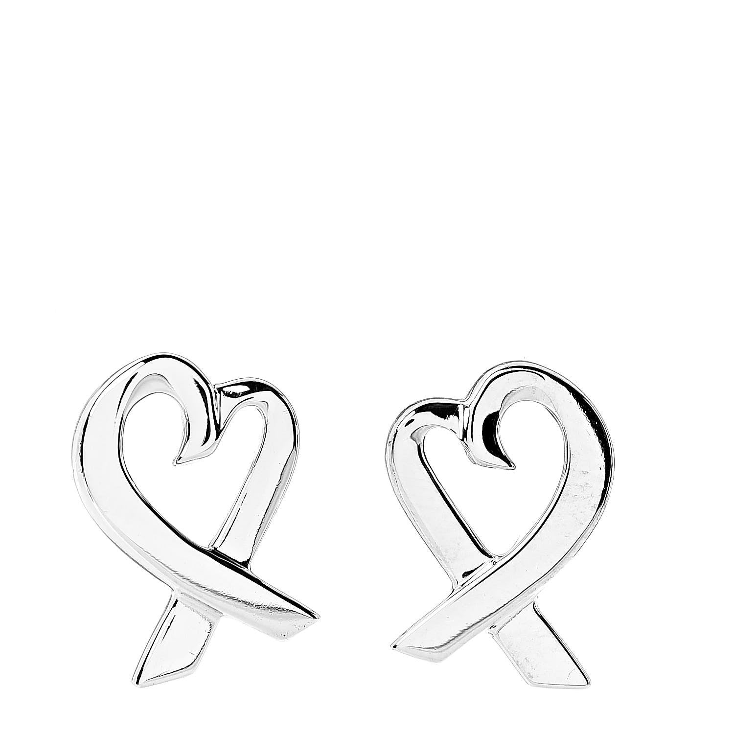 Tiffany Sterling Silver Small Paloma Picasso Loving Heart Earrings 1 of 4