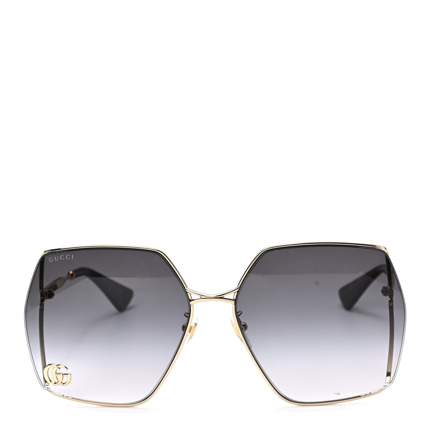 Metal Square Frame Sunglasses GG0817S Gold Grey