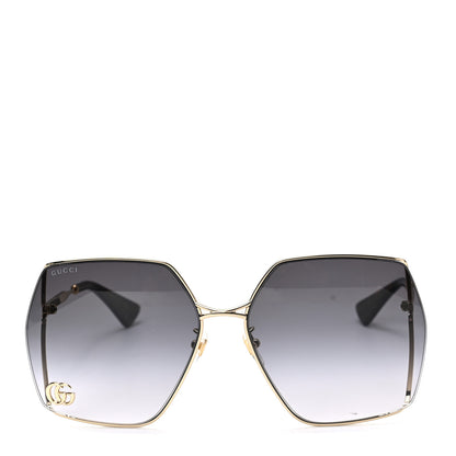 Gucci Metal Square Frame Sunglasses GG0817S Gold Grey 2 of 7