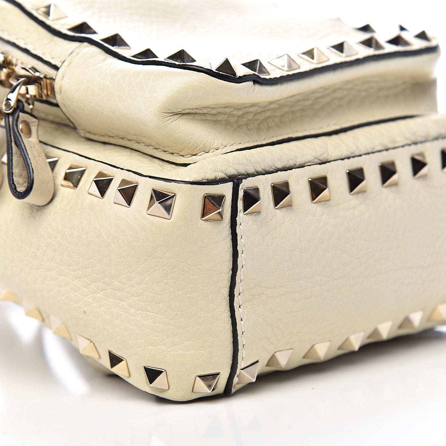 Pebbled Calfskin Mini Rockstud Backpack Ivory