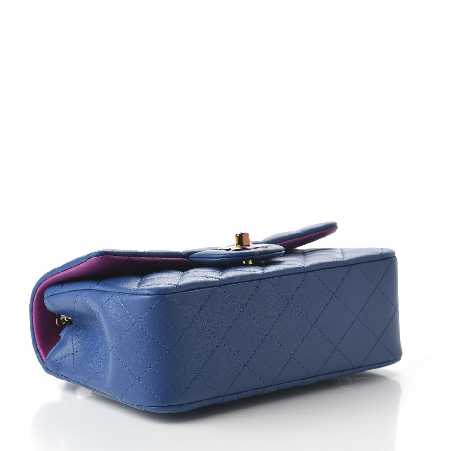 Lambskin Quilted Mini Rectangular Flap Blue Purple