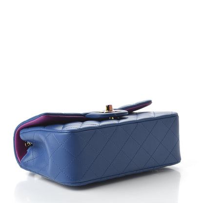 Chanel Lambskin Quilted Mini Rectangular Flap Blue Purple 4 of 10