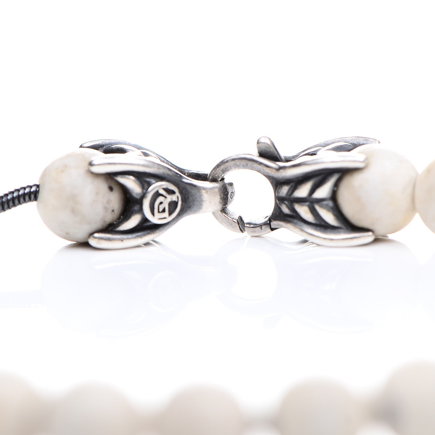 David Yurman Sterling Silver White Agate 8mm Spiritual Beads Bracelet 3 of 5