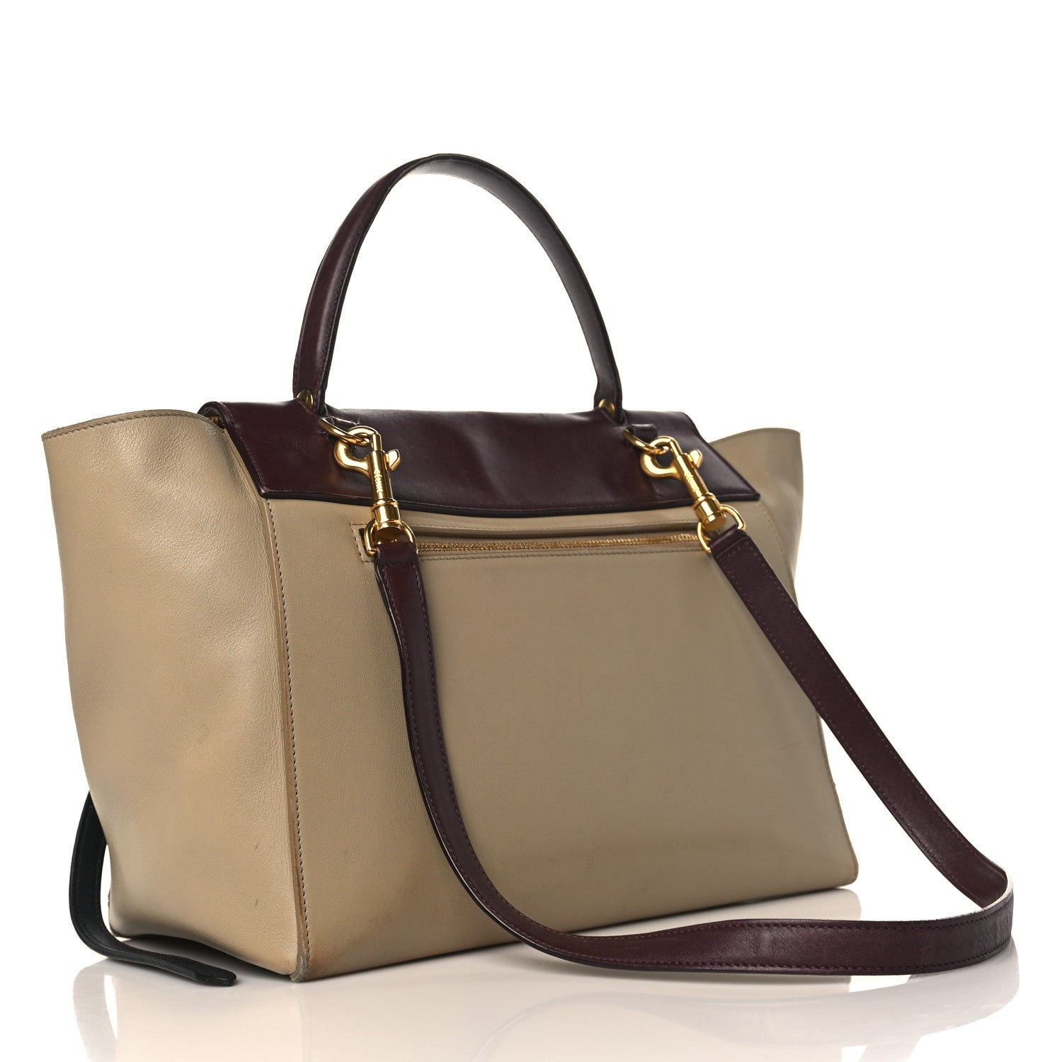 Celine Smooth Calfskin Mini Tri-Color Belt Bag Beige Burgundy 3 of 22