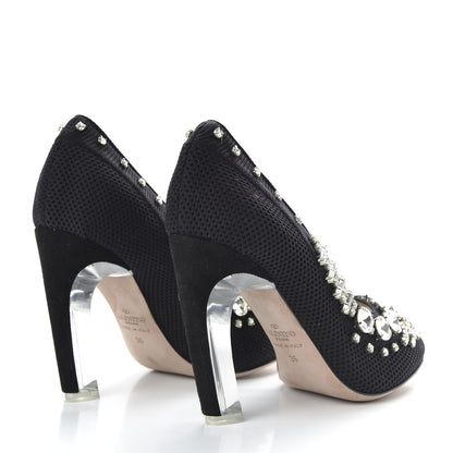 Valentino Garavani Mesh Crystal Embellished Pumps 36 Black 4 of 9