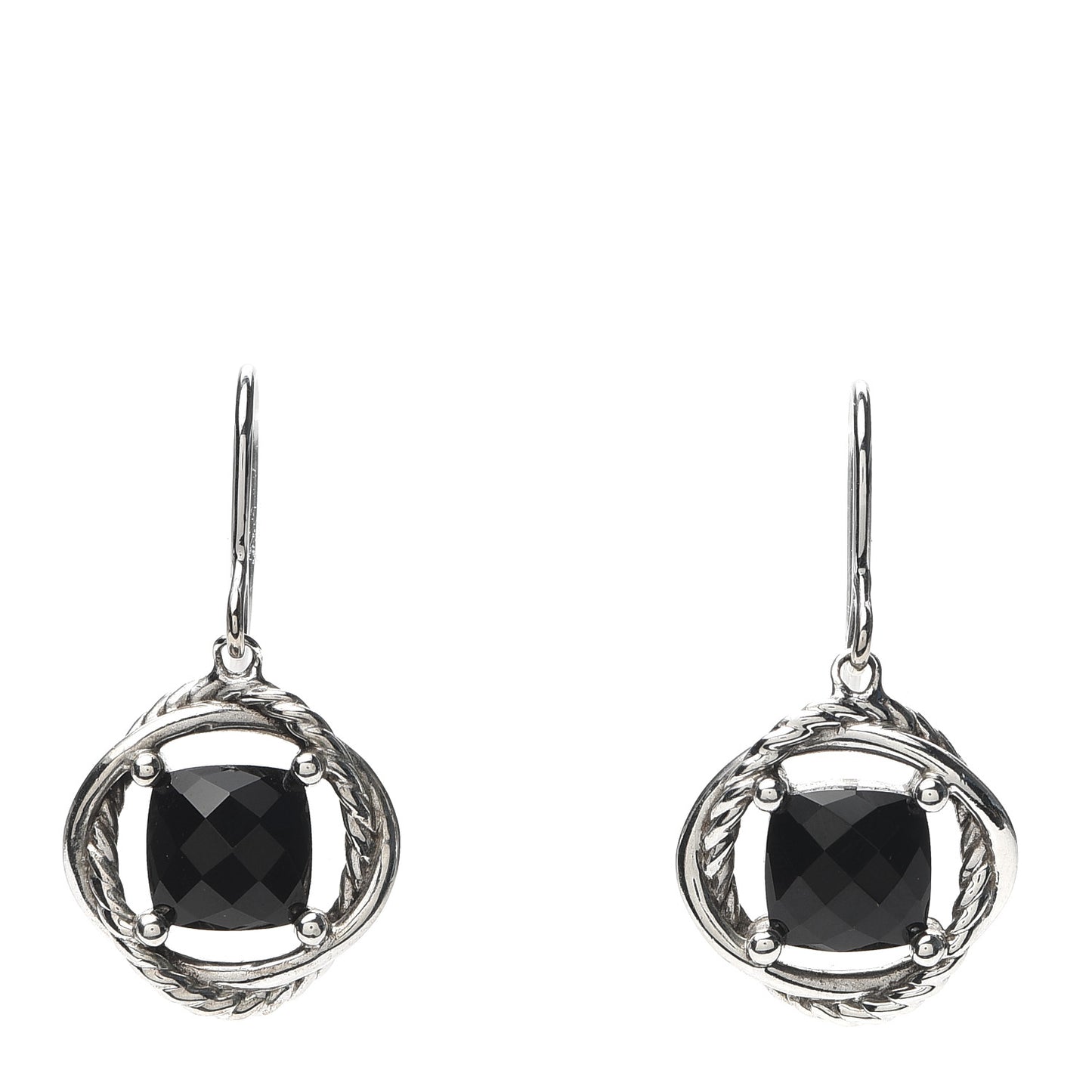 Sterling Silver Black Onyx 7mm Infinity Drop Earrings