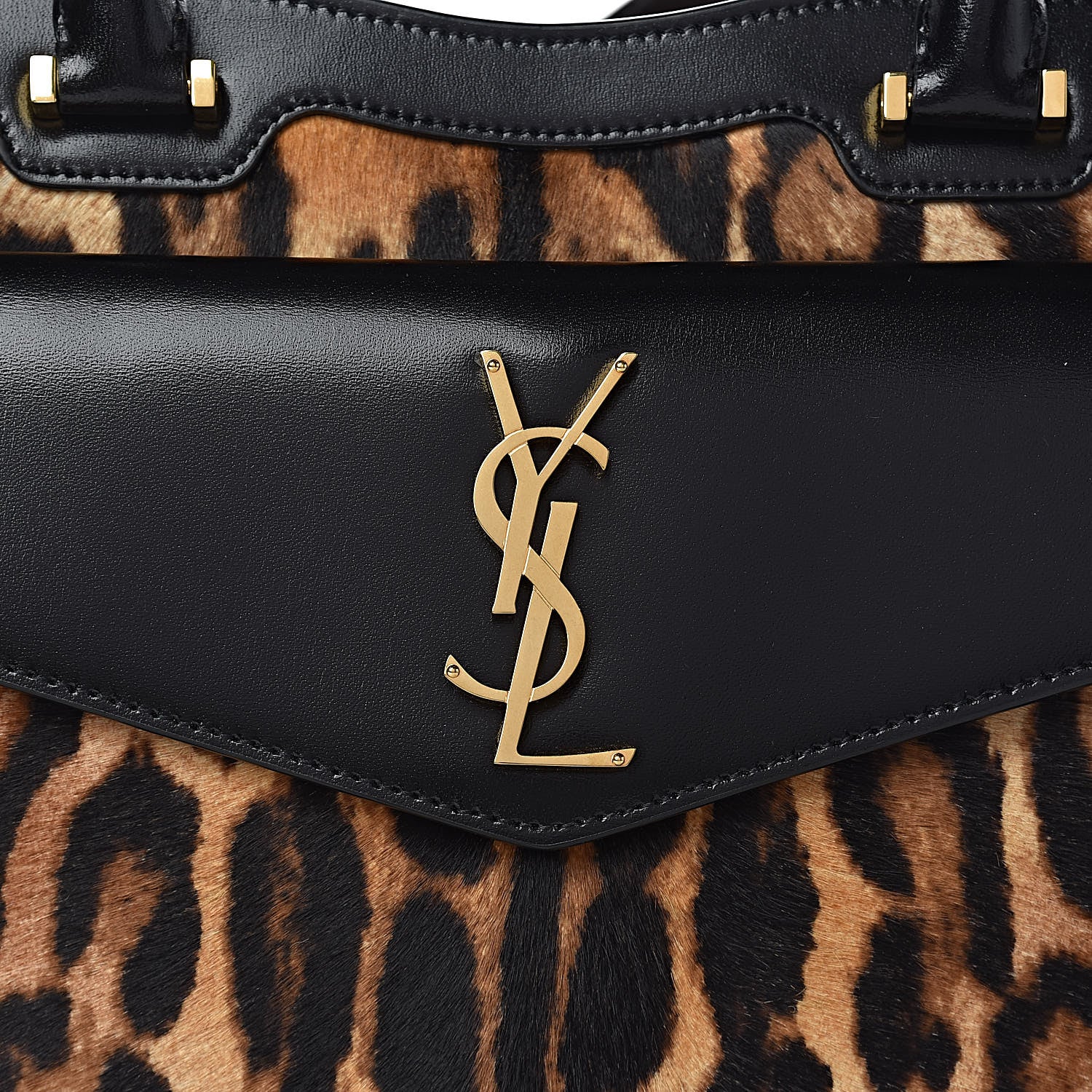 Saint Laurent Calf Hair Calfskin Monogram Medium Uptown Tote Black 11 of 11