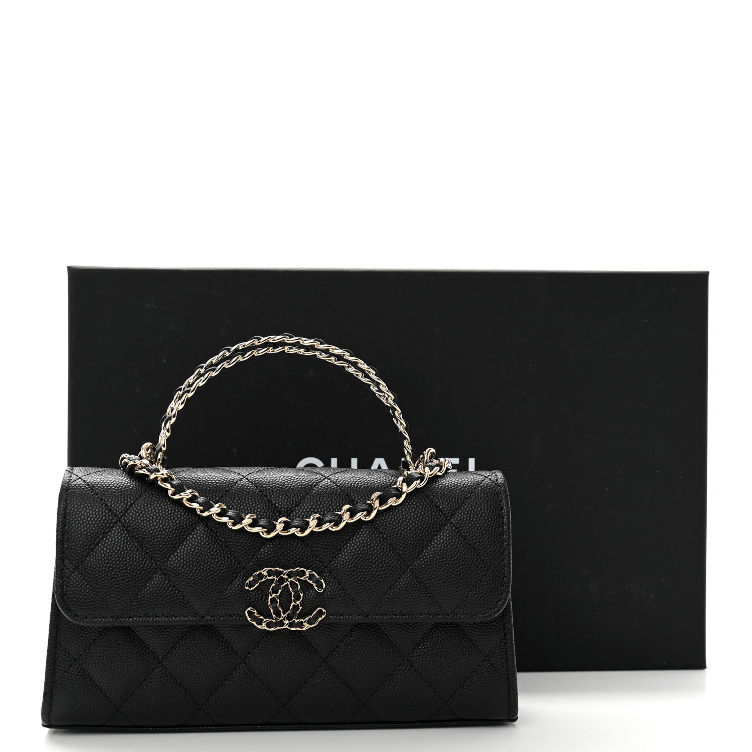 Chanel Caviar Quilted Chain Match Top Handle Phone Holder With Chain Black 11 of 11